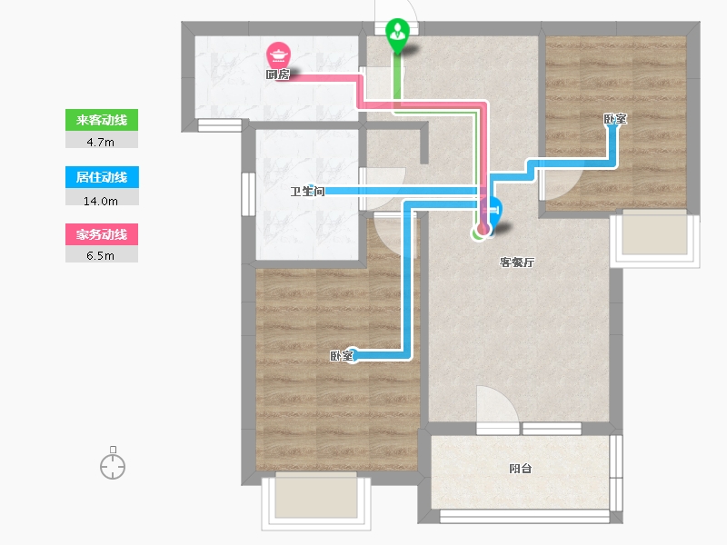 湖北省-武汉市-福星惠誉国际城四期悦公馆-57.30-户型库-动静线