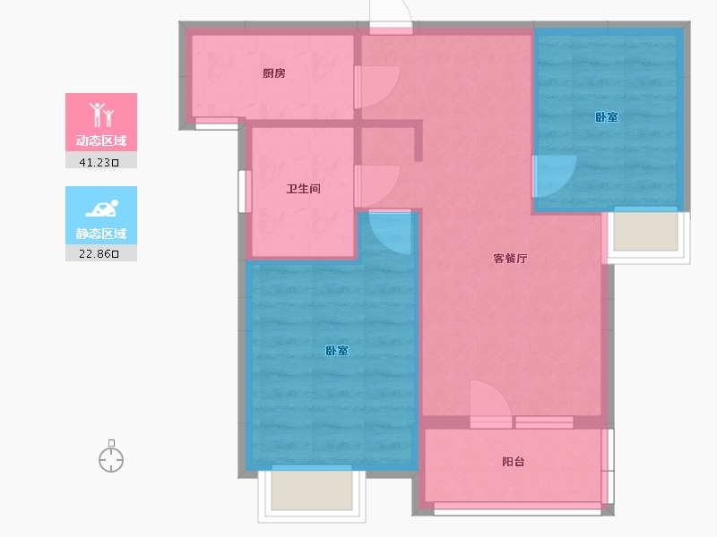 湖北省-武汉市-福星惠誉国际城四期悦公馆-57.30-户型库-动静分区