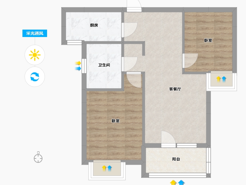 湖北省-武汉市-福星惠誉国际城四期悦公馆-57.30-户型库-采光通风