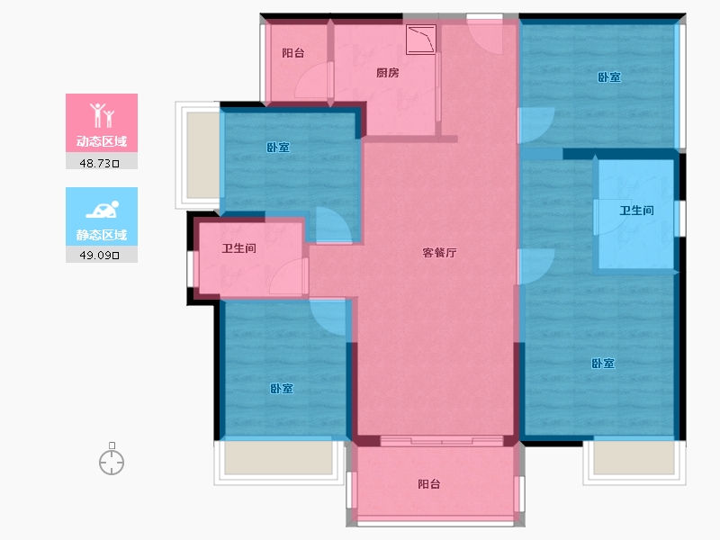 广东省-广州市-华侨城云邸星悦-86.94-户型库-动静分区