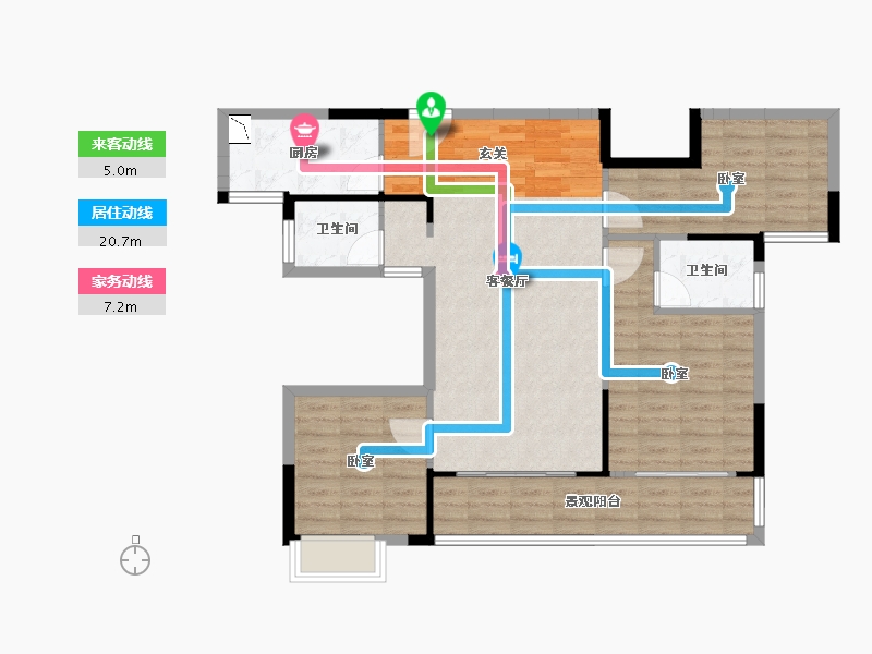 湖南省-怀化市-中伟·国际公馆-90.85-户型库-动静线