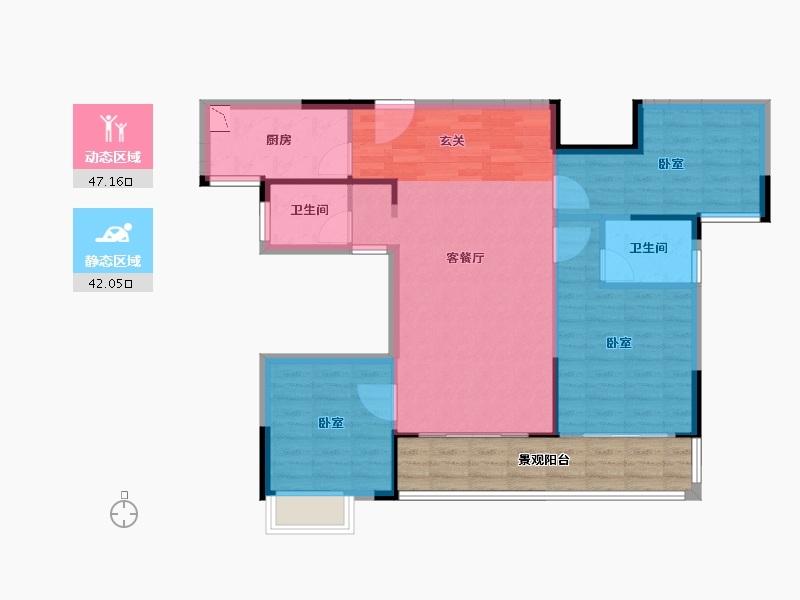 湖南省-怀化市-中伟·国际公馆-90.85-户型库-动静分区