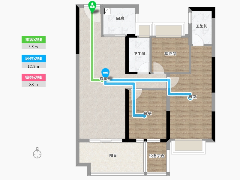 湖南省-娄底市-碧桂园· 正央时代-86.26-户型库-动静线