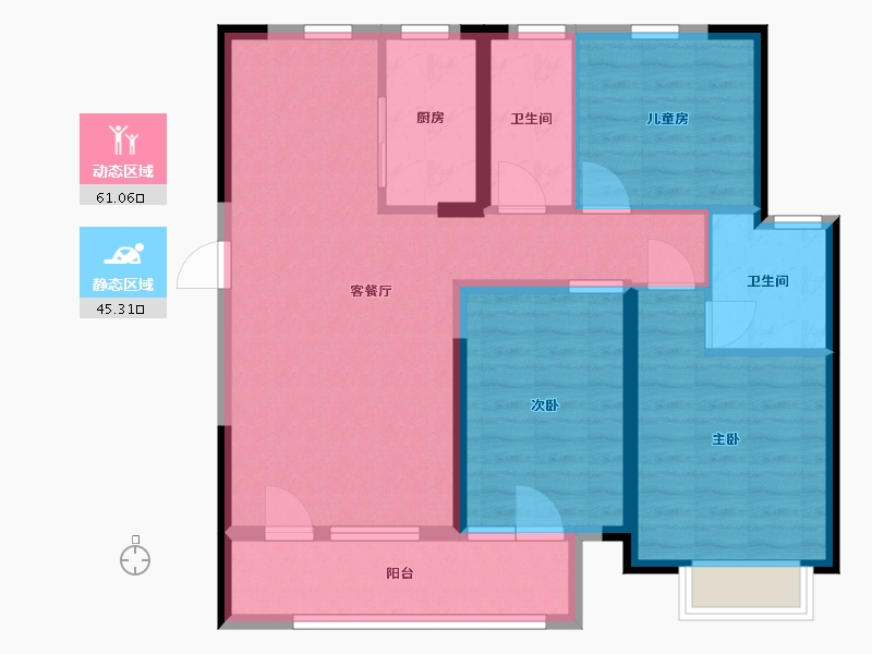 山东省-青岛市-世茂锦域-95.28-户型库-动静分区