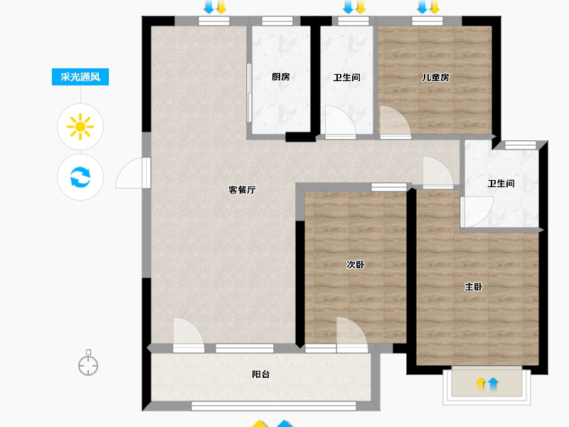 山东省-青岛市-世茂锦域-95.28-户型库-采光通风