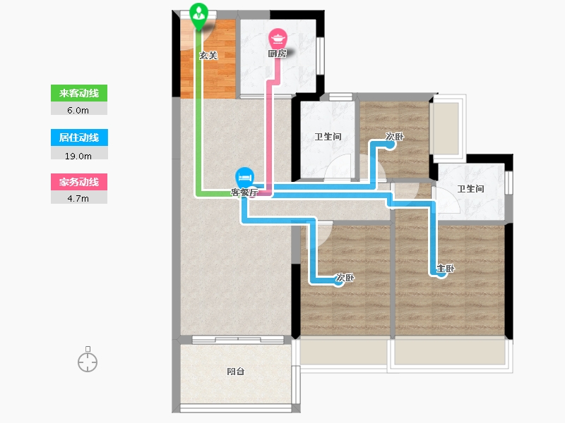 广东省-清远市-碧桂园鹤鸣洲-73.61-户型库-动静线