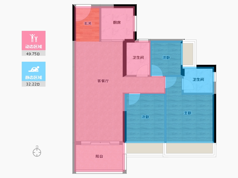 广东省-清远市-碧桂园鹤鸣洲-73.61-户型库-动静分区