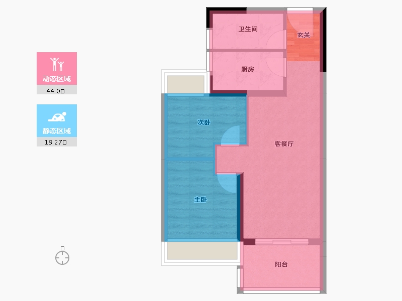 广东省-清远市-碧桂园鹤鸣洲-55.43-户型库-动静分区