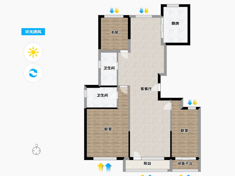 宁夏回族自治区-银川市-金宇·凤徕湾-129.47-户型库-采光通风