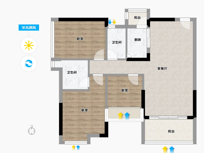 广东省-广州市-星力时代豪庭-76.00-户型库-采光通风