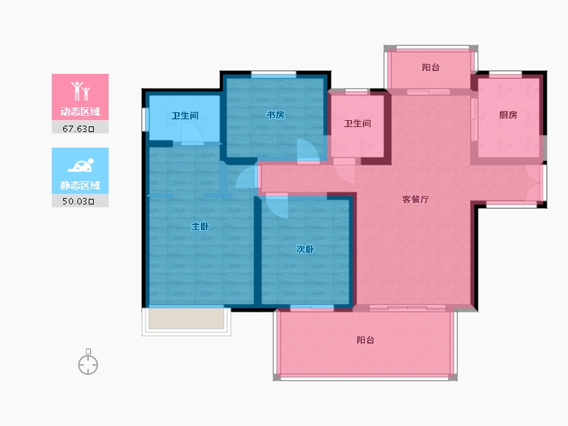 四川省-绵阳市-华丰观澜城-104.44-户型库-动静分区