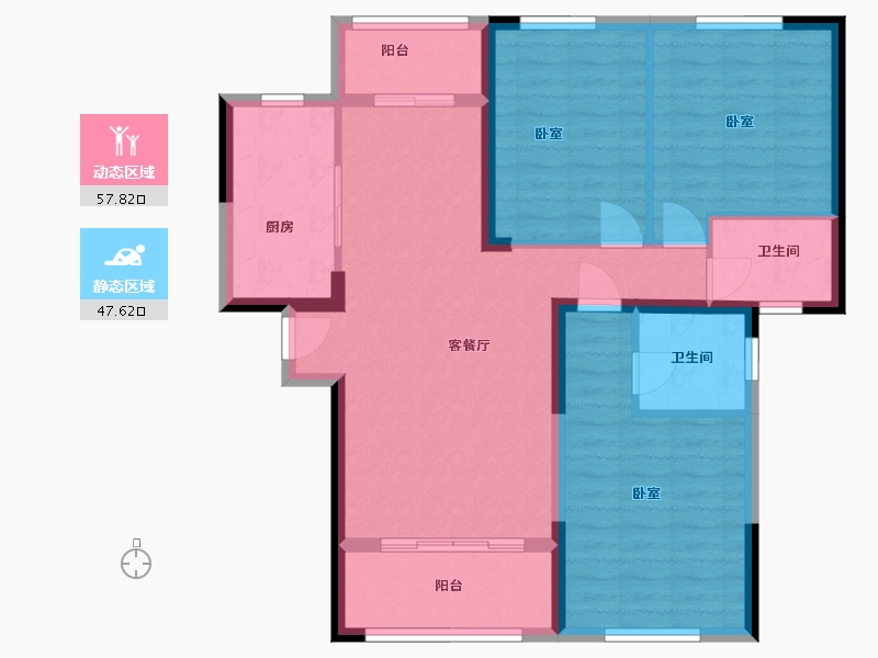 湖南省-长沙市-善化国际-94.56-户型库-动静分区