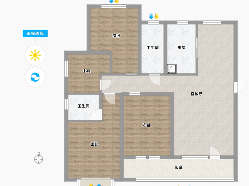 山东省-青岛市-世茂锦域-115.20-户型库-采光通风