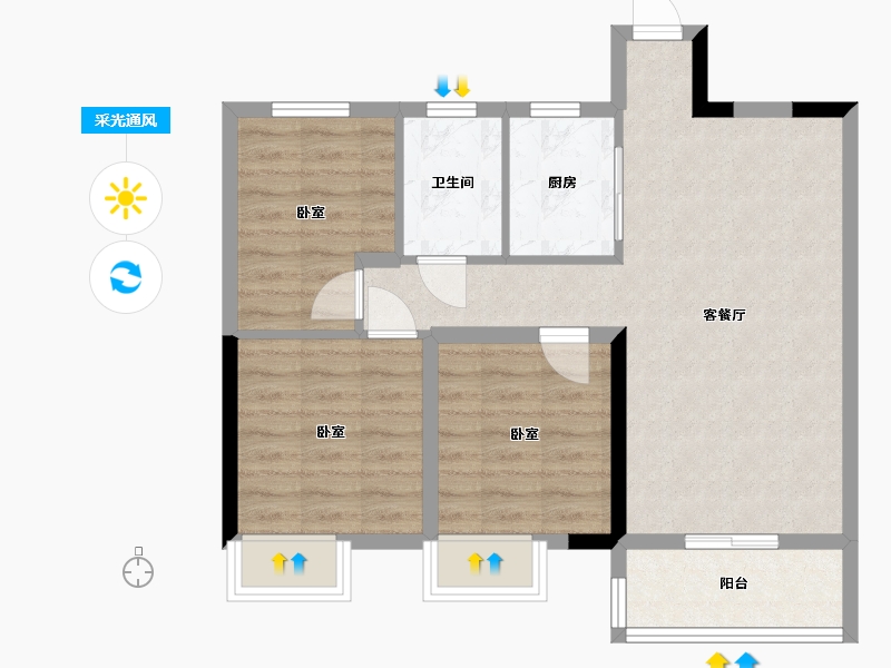 湖北省-武汉市-城市之星-67.11-户型库-采光通风