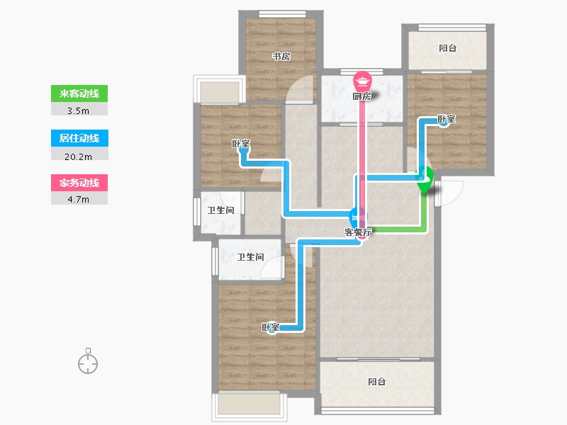 湖南省-怀化市-舞阳尚品星城-99.74-户型库-动静线