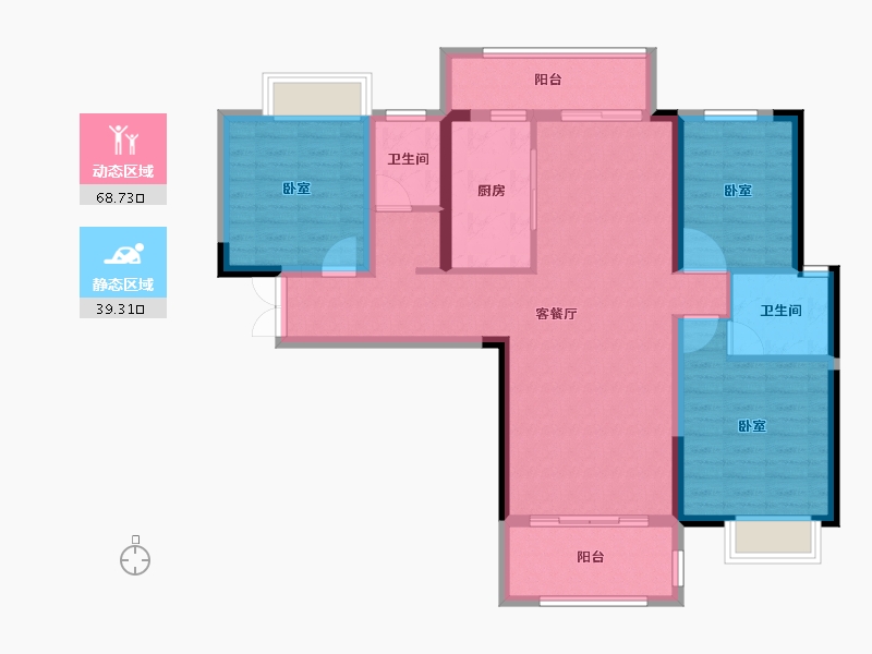 湖南省-长沙市-长房·宁都公馆-96.40-户型库-动静分区