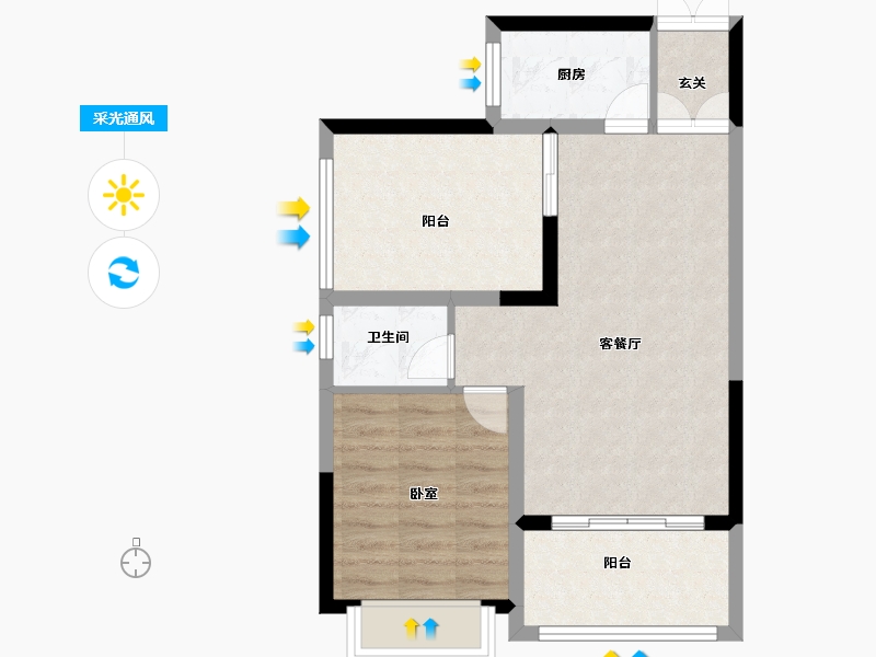 湖南省-娄底市-五江珑悦-59.34-户型库-采光通风