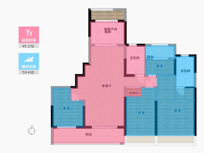 浙江省-温州市-乐虹湾-114.00-户型库-动静分区