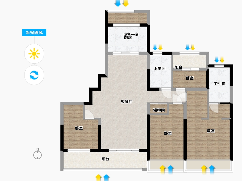 浙江省-温州市-乐虹湾-114.00-户型库-采光通风