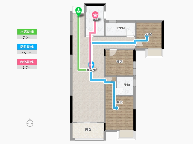 湖南省-长沙市-湘域国际广场-88.79-户型库-动静线