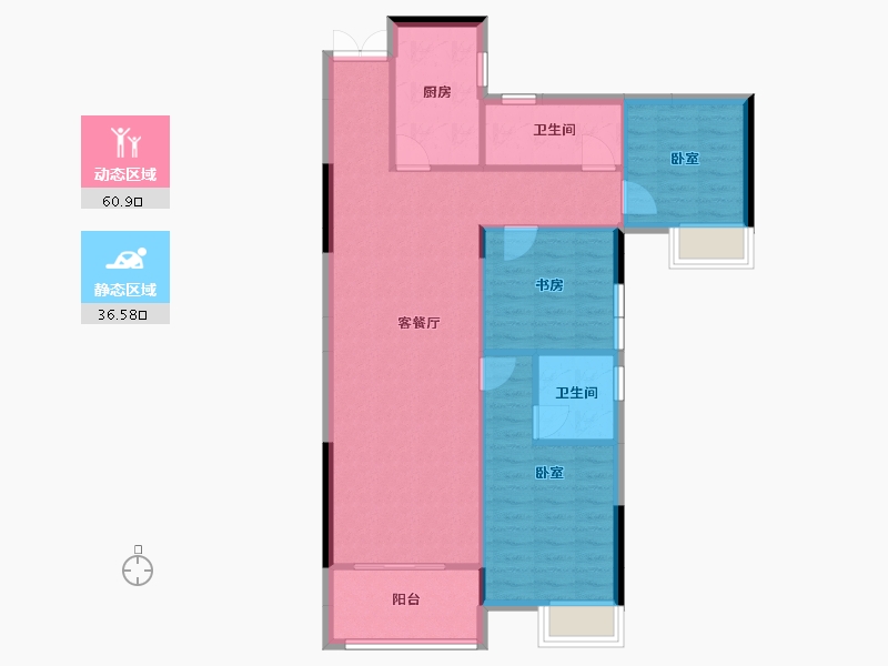 湖南省-长沙市-湘域国际广场-88.79-户型库-动静分区