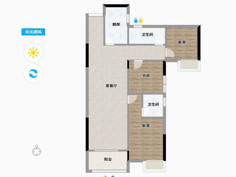 湖南省-长沙市-湘域国际广场-88.79-户型库-采光通风