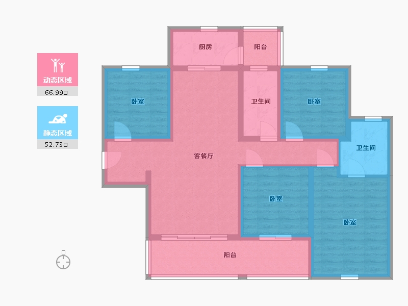 湖南省-怀化市-金为·潇湘锦城-106.14-户型库-动静分区