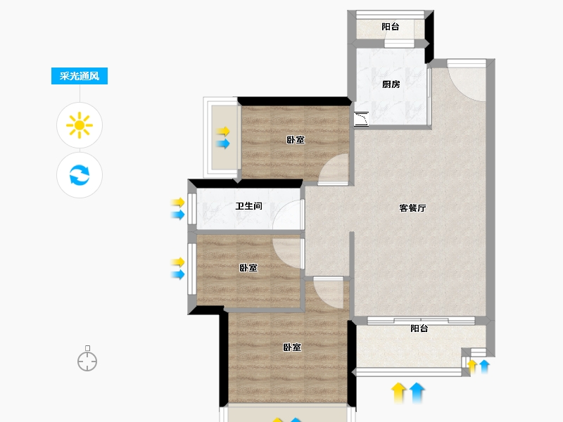 广东省-深圳市-中粮凤凰里-64.00-户型库-采光通风