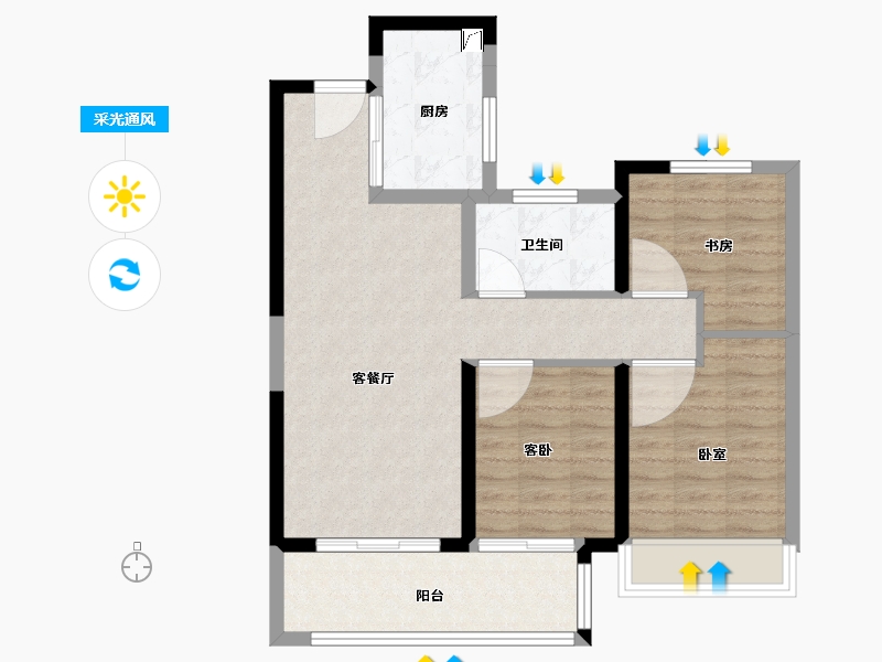 湖南省-长沙市-环球融创会展上东区-76.00-户型库-采光通风