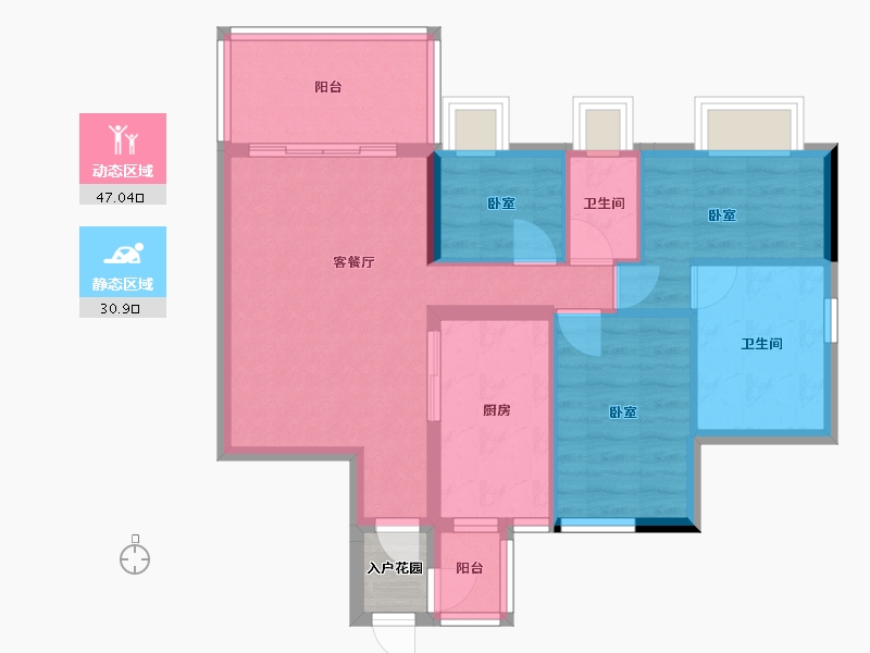 广东省-广州市-顺德时代倾城-71.24-户型库-动静分区