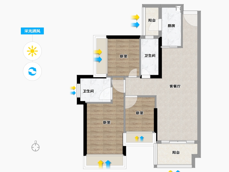 广东省-深圳市-中粮凤凰里-71.00-户型库-采光通风