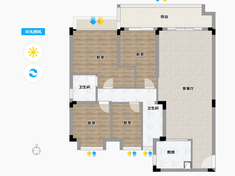 湖南省-娄底市-碧桂园娄星府-110.34-户型库-采光通风