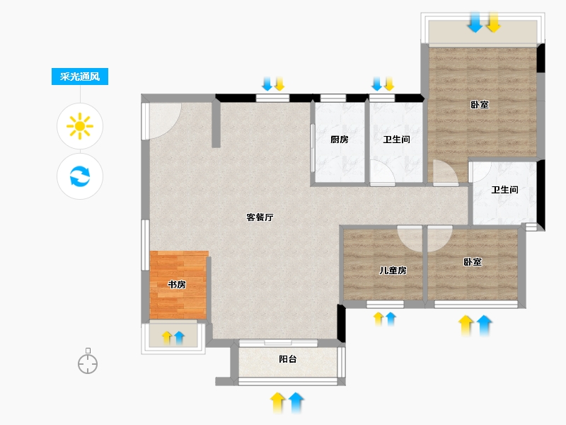 广东省-深圳市-海航城-85.17-户型库-采光通风