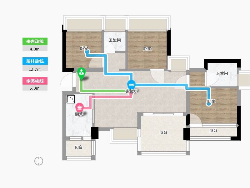 广东省-深圳市-宝昌利御景御峰公馆-69.01-户型库-动静线