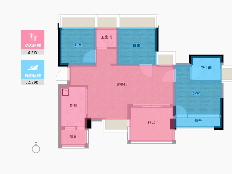 广东省-深圳市-宝昌利御景御峰公馆-69.01-户型库-动静分区