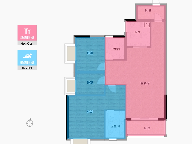 广东省-广州市-顺德时代倾城-76.00-户型库-动静分区