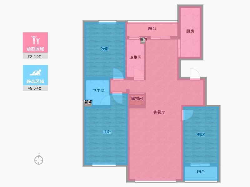 吉林省-长春市-潭泽东南明珠-98.10-户型库-动静分区