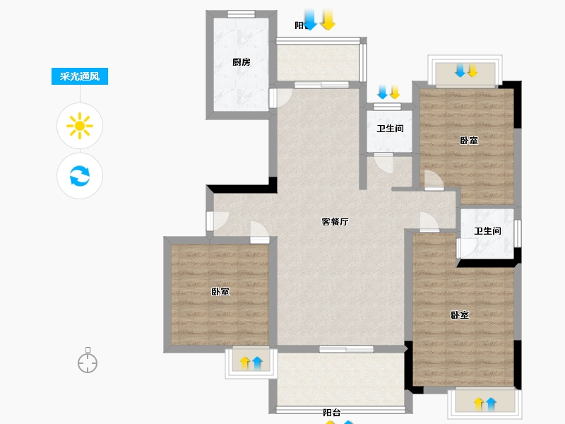 江西省-抚州市-学府新城-96.00-户型库-采光通风