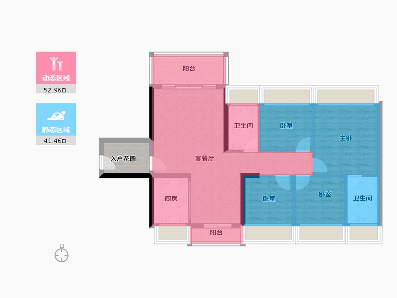 广东省-佛山市-恒福容悦园-89.11-户型库-动静分区