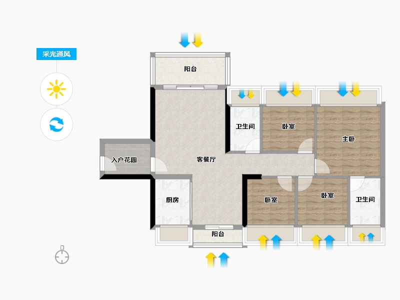 广东省-佛山市-恒福容悦园-89.11-户型库-采光通风