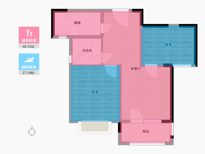 湖北省-武汉市-福星华府誉境-65.28-户型库-动静分区