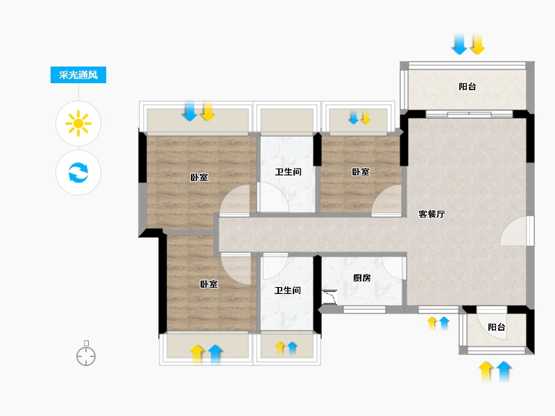 广东省-深圳市-中粮凤凰里-70.00-户型库-采光通风