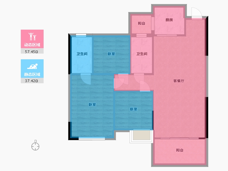 湖南省-衡阳市-长旭·龙熙台-86.06-户型库-动静分区