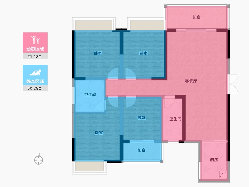 湖南省-娄底市-东城·幸福里-107.60-户型库-动静分区