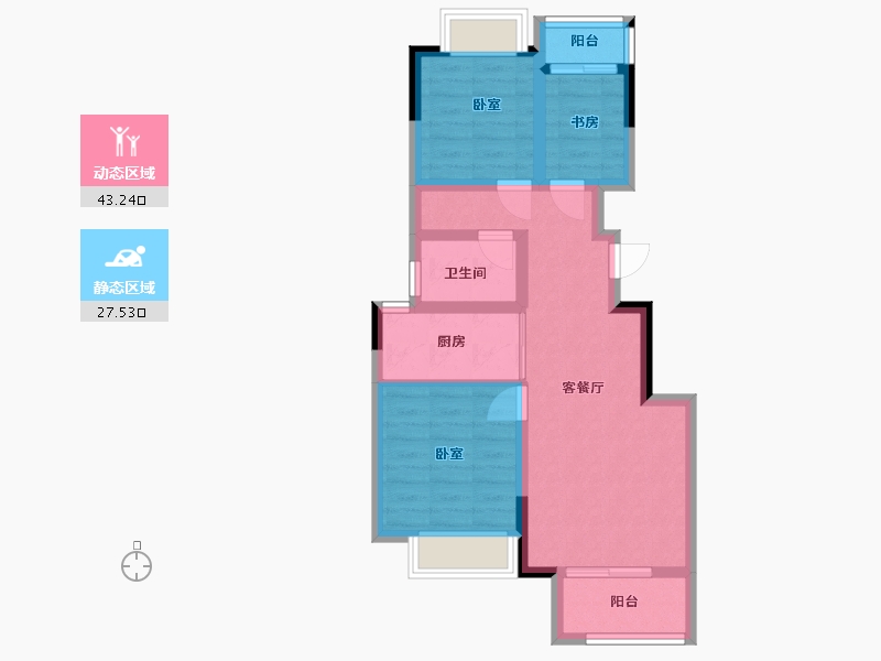 浙江省-嘉兴市-朗诗绿洲璟院-62.00-户型库-动静分区