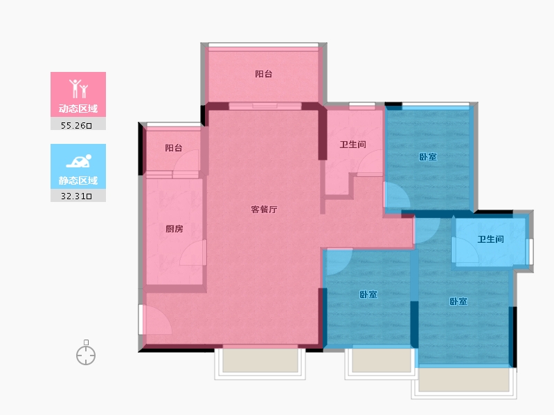 广东省-阳江市-正德玥珑湾-77.65-户型库-动静分区