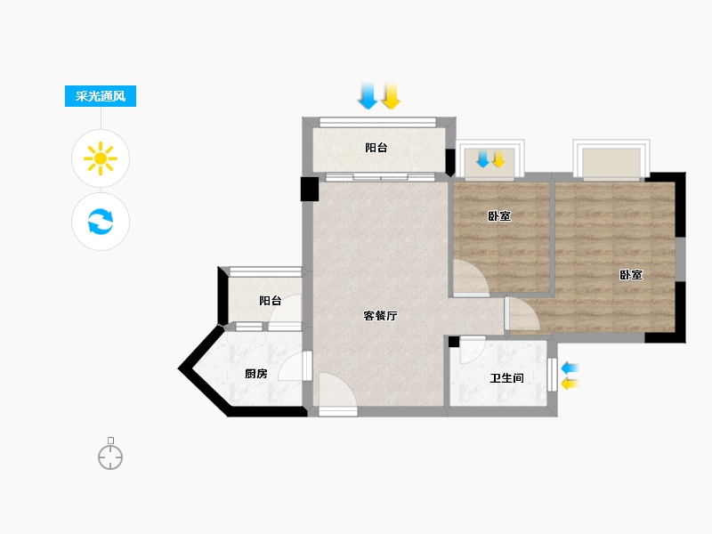 广东省-广州市-云峰学府南苑-57.36-户型库-采光通风