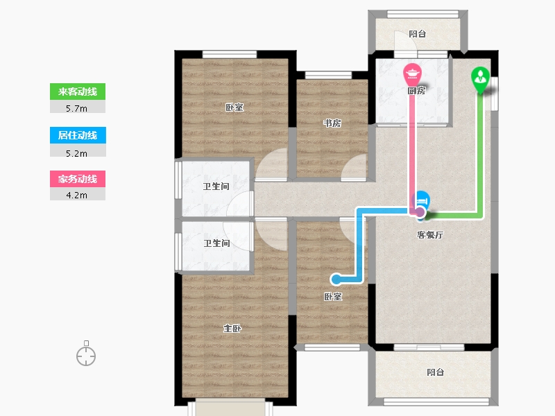 湖南省-长沙市-荣盛城-104.00-户型库-动静线