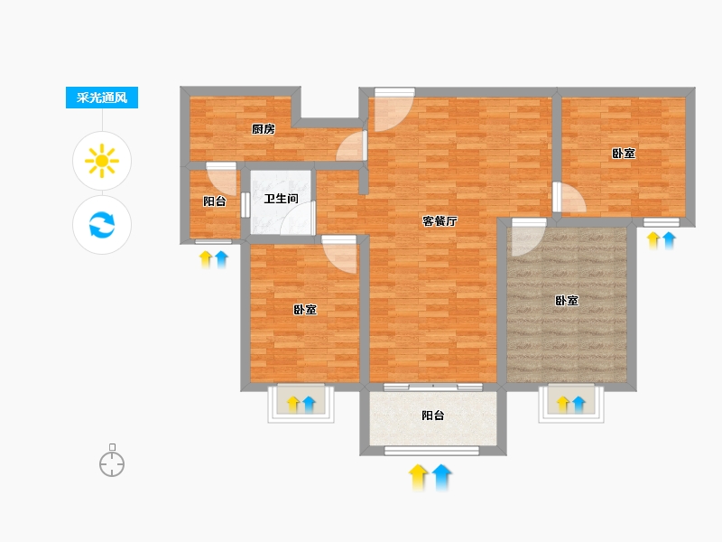 河南省-开封市-东方九号院-87.99-户型库-采光通风