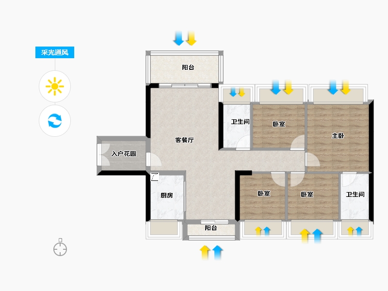 广东省-佛山市-恒福容悦园-89.09-户型库-采光通风